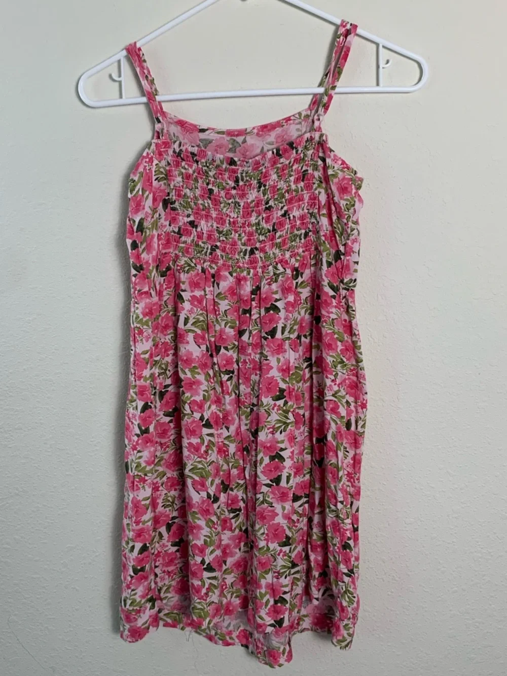 Old Navy Girls XL Pink Floral Smocked Sundress Summer Garden Party Lightweight